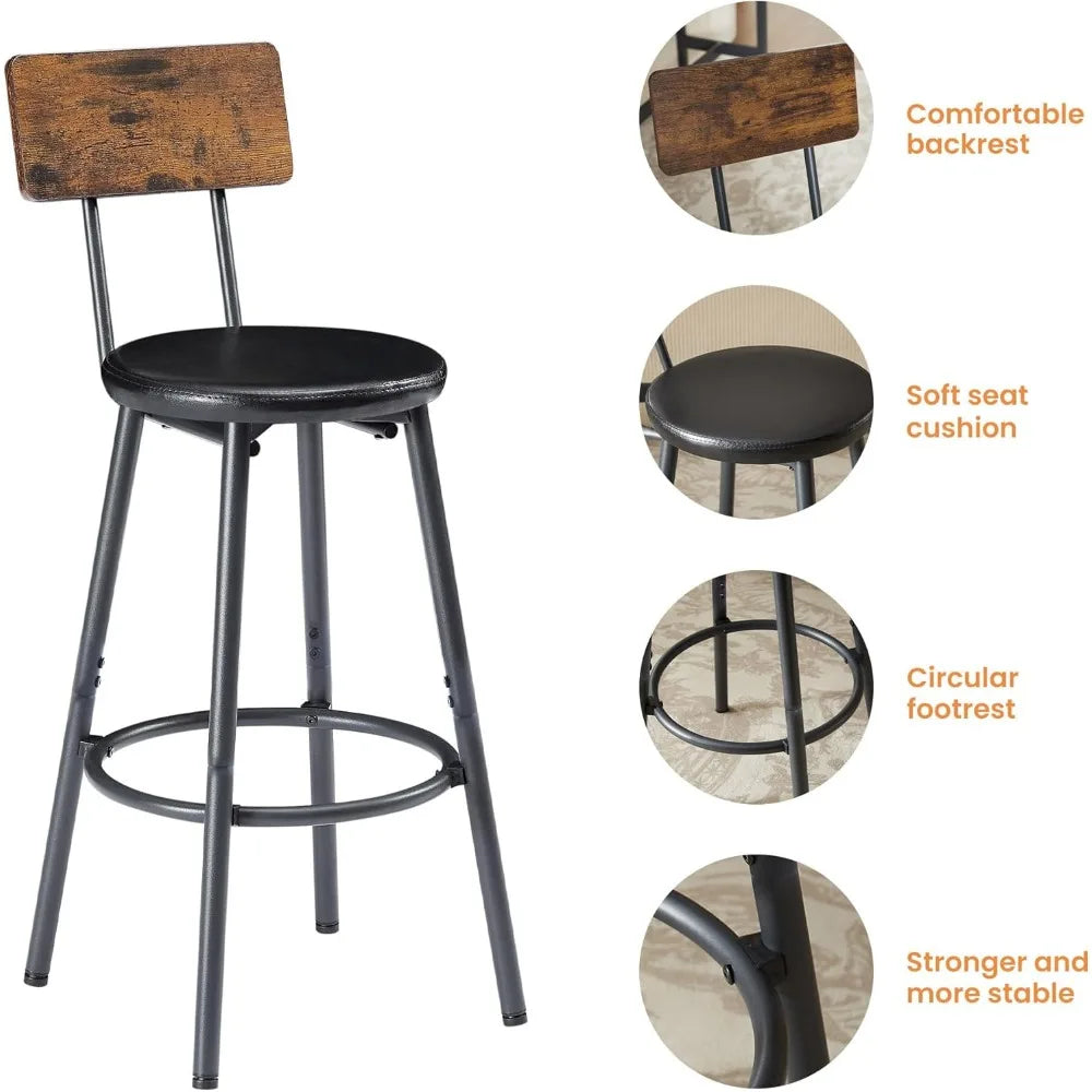 63" L Bar Table and Chairs Set for 3, 4 Piece Long Rectangle Pub Bistro Table with 3 PU Upholstered Bar Stools, Counter Height D