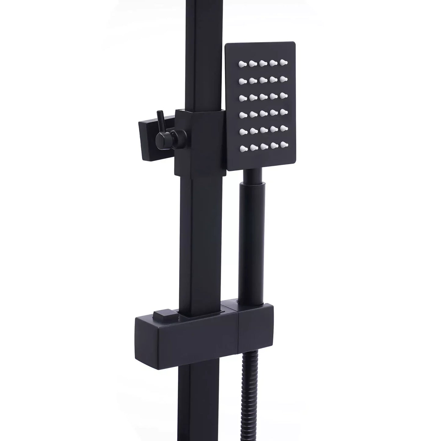 Shower Faucet Set Rainfall Shower Head Handle Combo Kit System Wall Mount Black Rain & Waterfall Jets Faucet Stainless Steel