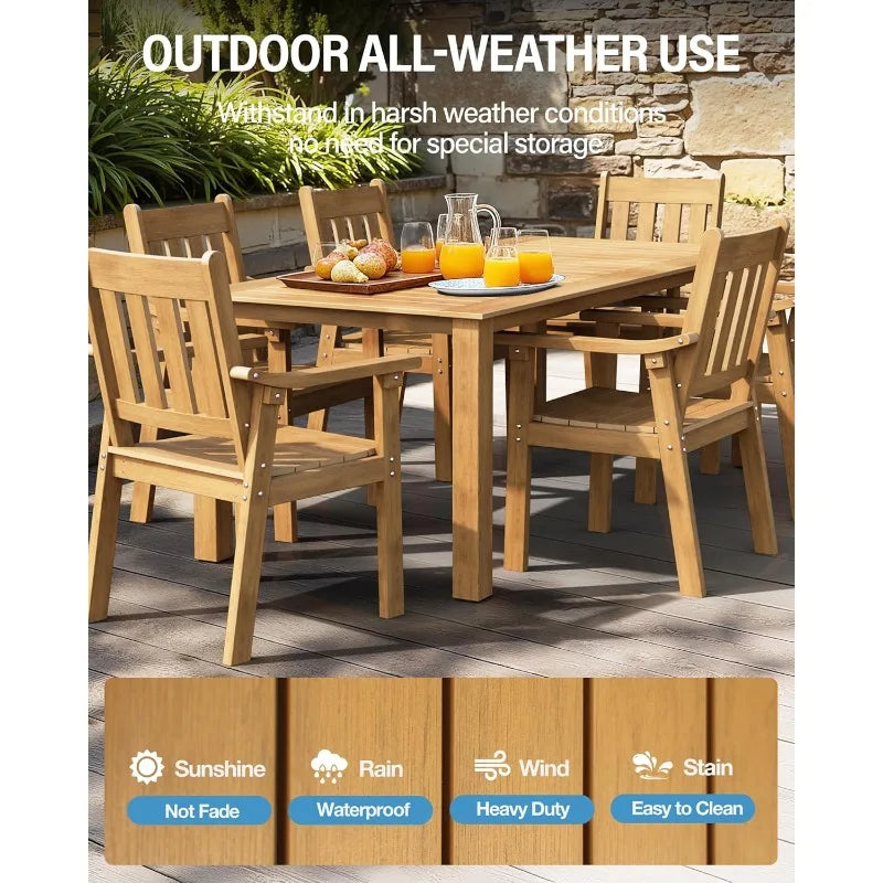 Outdoor Patio Chairs Set of 2: All Weather Outdoor Dining Chairs with Wide Curved Seat and Backrest - Plastic Patio Chairs