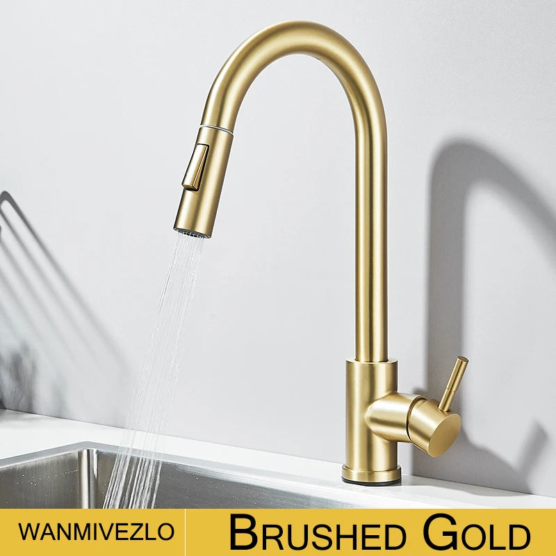 Wanmivezlo Pull Out Kitchen Faucets 360° Rotation Kitchen Mixer Tap Single Lever Mixer Tap Kitchen Sink Cold Hot Water Tap
