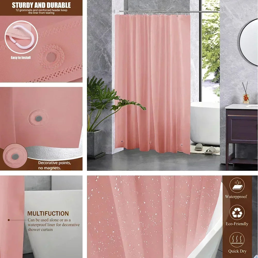Clear Shower Curtain PEVA Transparent Bathroom Liner Waterproof 180x200CM Bath Curtains Bathroom Mould Proof Curtains with Hooks
