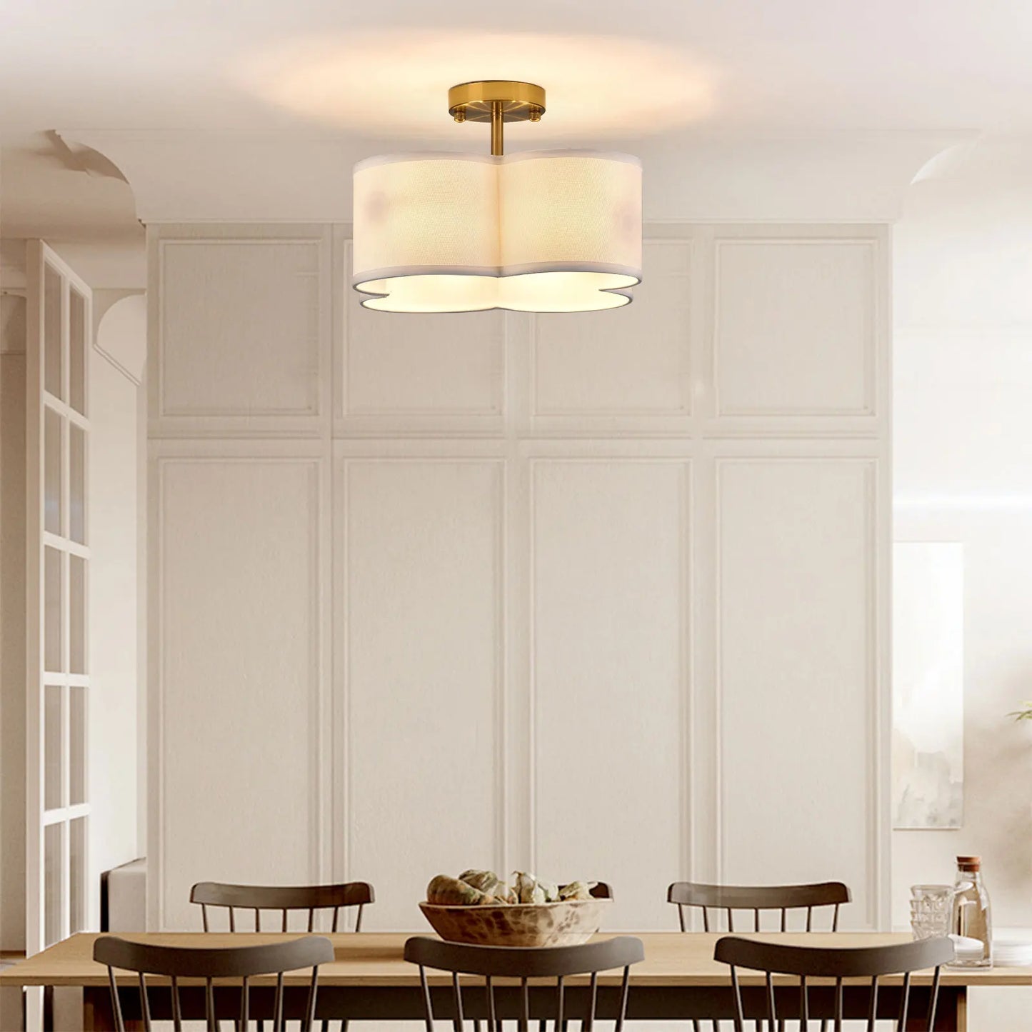 Modern Flower-Shaped Ceiling Light Fixture, E12 Bulb Base 110V Wall Switch Control Indoor Ceiling Mount Lighting Fit 8-12m² Area