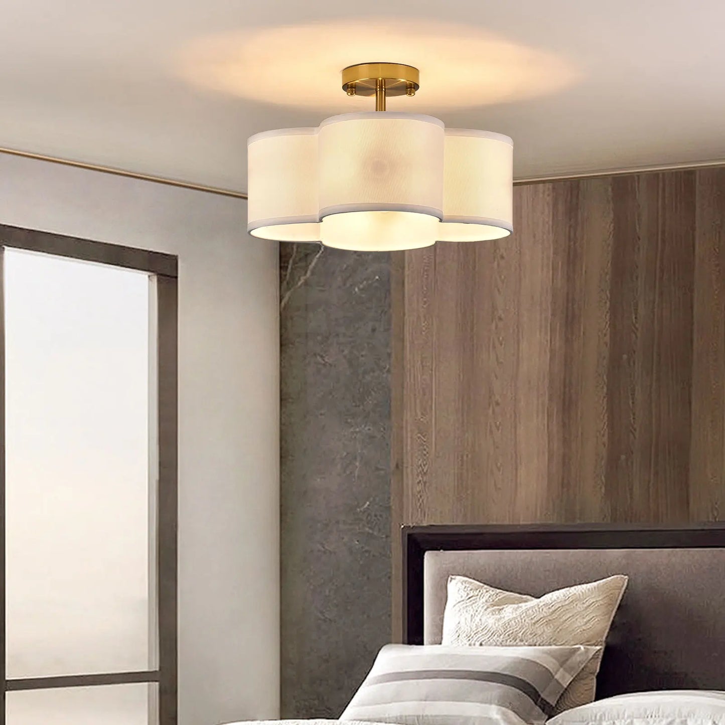 Modern Flower-Shaped Ceiling Light Fixture, E12 Bulb Base 110V Wall Switch Control Indoor Ceiling Mount Lighting Fit 8-12m² Area