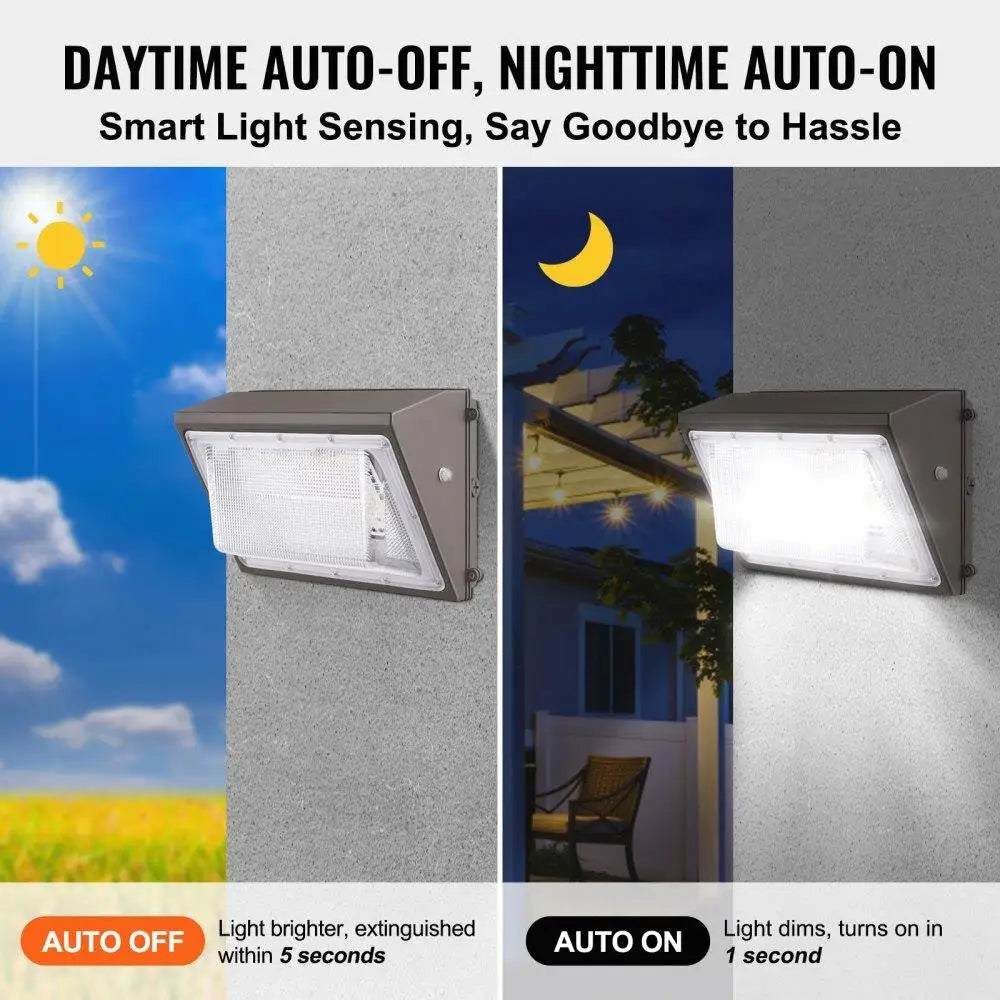 120W 11000LM LED Wall Pack Light 5000K Outdoor Security Smart Sensor Energy Saving IP65 Waterproof for garages Yards Lighting