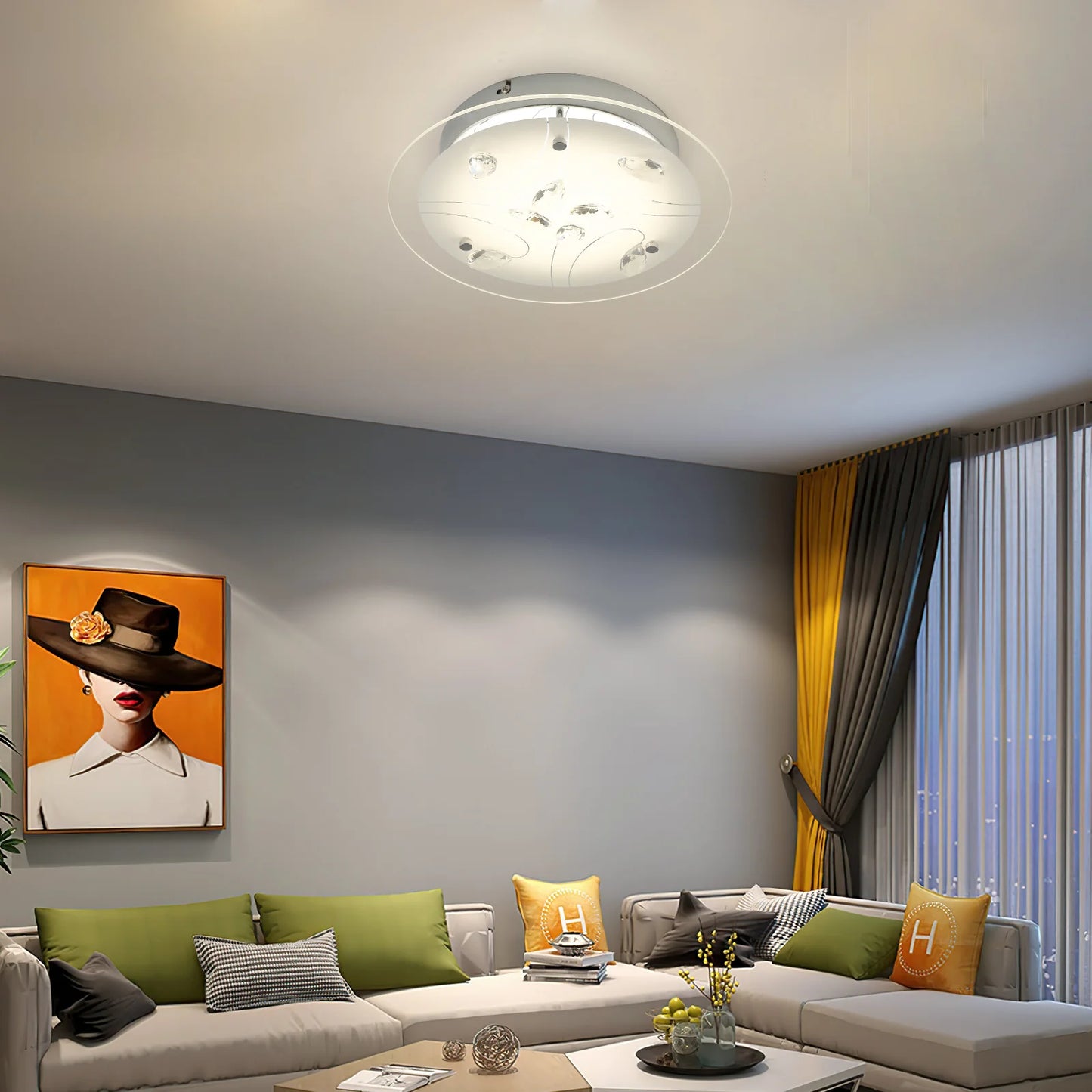Round Flush Mount Lighting Bathroom Light Fixtures Ceiling Mount 11in Dimmable Ceiling Light for Bedroom Hallway 4000K