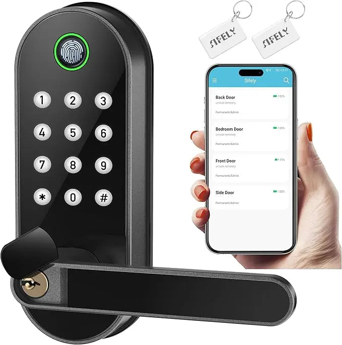 Keyless-Entry Fingerprint Smart Door Lock: Sifely Digital Electronic Lock with Code Passcode, Electric Door Knob, Biometric Lock