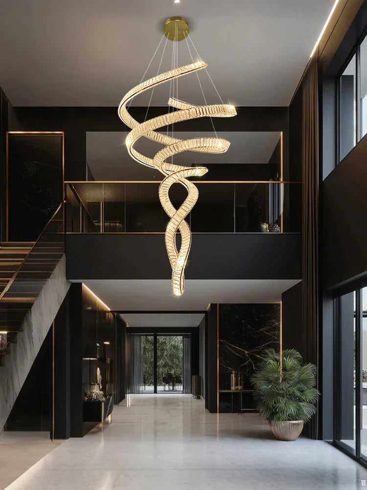 Nordic Simple Living Room Pendant Light High Quality Lobby Crystal Chandeliers Duplex Loft Hanging Lamp Villa Hall Chandelier