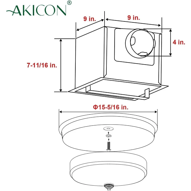 Akicon Exhaust Fan, Ultra Quiet 110CFM 1.5 Sones Ventilation Exhaust Bathroom Fan with Light and Nightlight, 3 Years Warranty