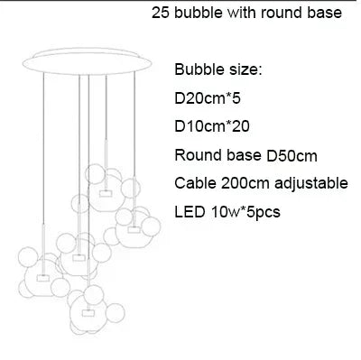 Modern Clear Glass LED Chandelier Lighting  Living Room Chandelier for Dining Room Bubble Glass Pendant Lights