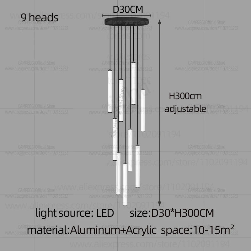 Modern Ceiling Chandelier LED Living Room Spiral Staircase Lighting Kitchen Bedroom Home Decoration Chandelier Lighting Fixtures