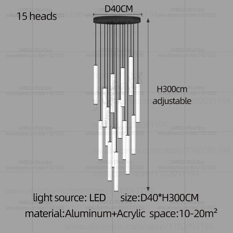 Modern Ceiling Chandelier LED Living Room Spiral Staircase Lighting Kitchen Bedroom Home Decoration Chandelier Lighting Fixtures