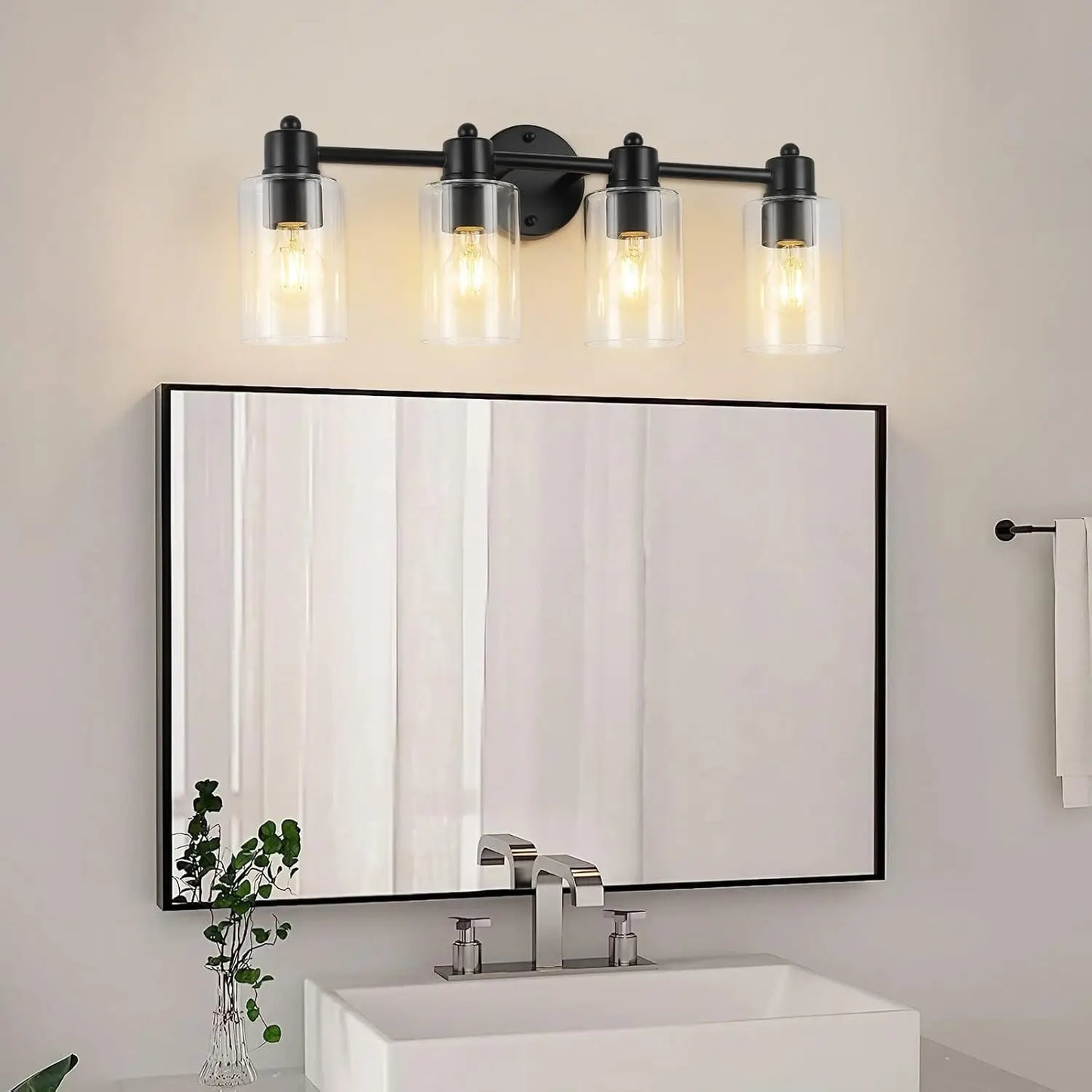 4 Light Vanity Lights,  Bathroom Light , Wall Light for Living Room,Mirror， Bedroom, Hallway, Cabinet, Porch with E26 Base