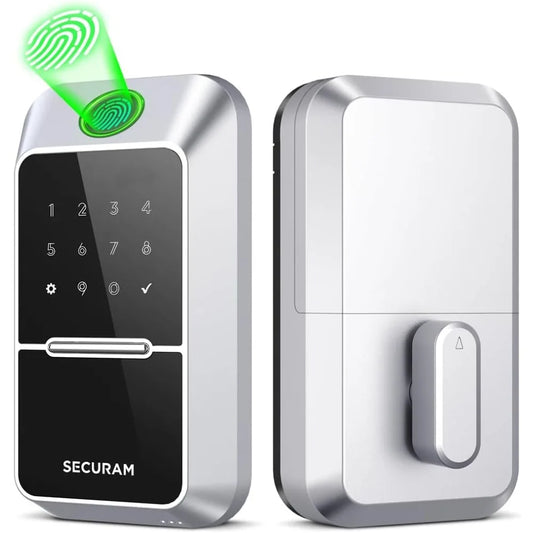 Fingerprint Door Lock Keyless Entry Door Lock Deadbolt Lock with Code Mechanical Key Keyless Deadbolt, Non-Wi-Fi, Silver