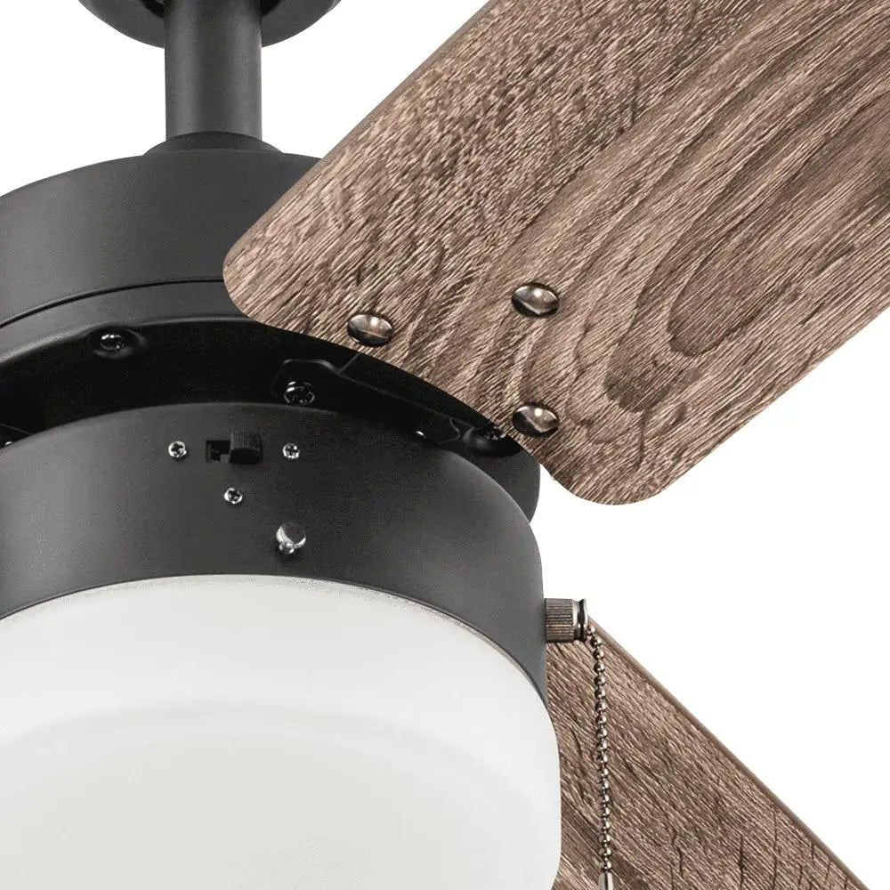 48 Inch Bronze Indoor Ceiling Fan with Light Pull Chains Reversible Blades Quiet Performance Energy Saving Modern Design Ideal