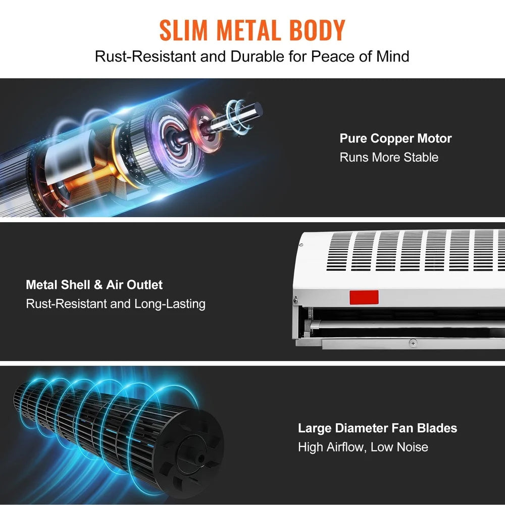 48 Inch Industrial Air Curtain Blower Dual Speed 1650CFM Indoor Door Fan Easy Install Robust Motor Quiet Operation Versatile Use