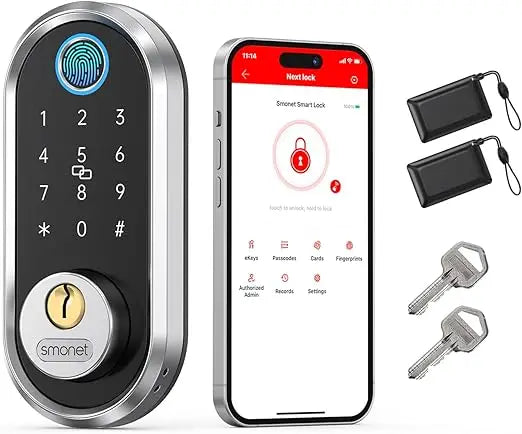 Keypad Smart Door Lock - Fingerprint Keyless Entry Door Lock, Electronic Touchscreen Deadbolt for Front Door, App Remote Control