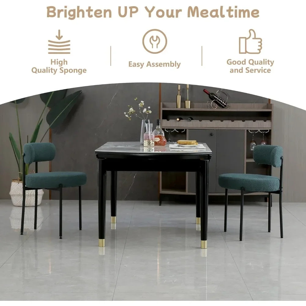 Dining Chairs Set of 6,Upholstered Kitchen Dining Room Chairs, Mid-Century Modern Curved Backrest Chairs