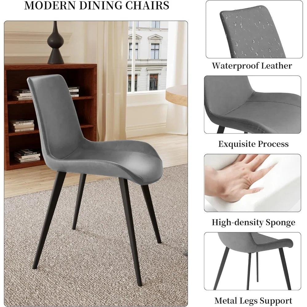 Dining Table Set – 46" Modern Oak Table with 4 Faux Leather Chairs, Rectangular Kitchen & Dining Set