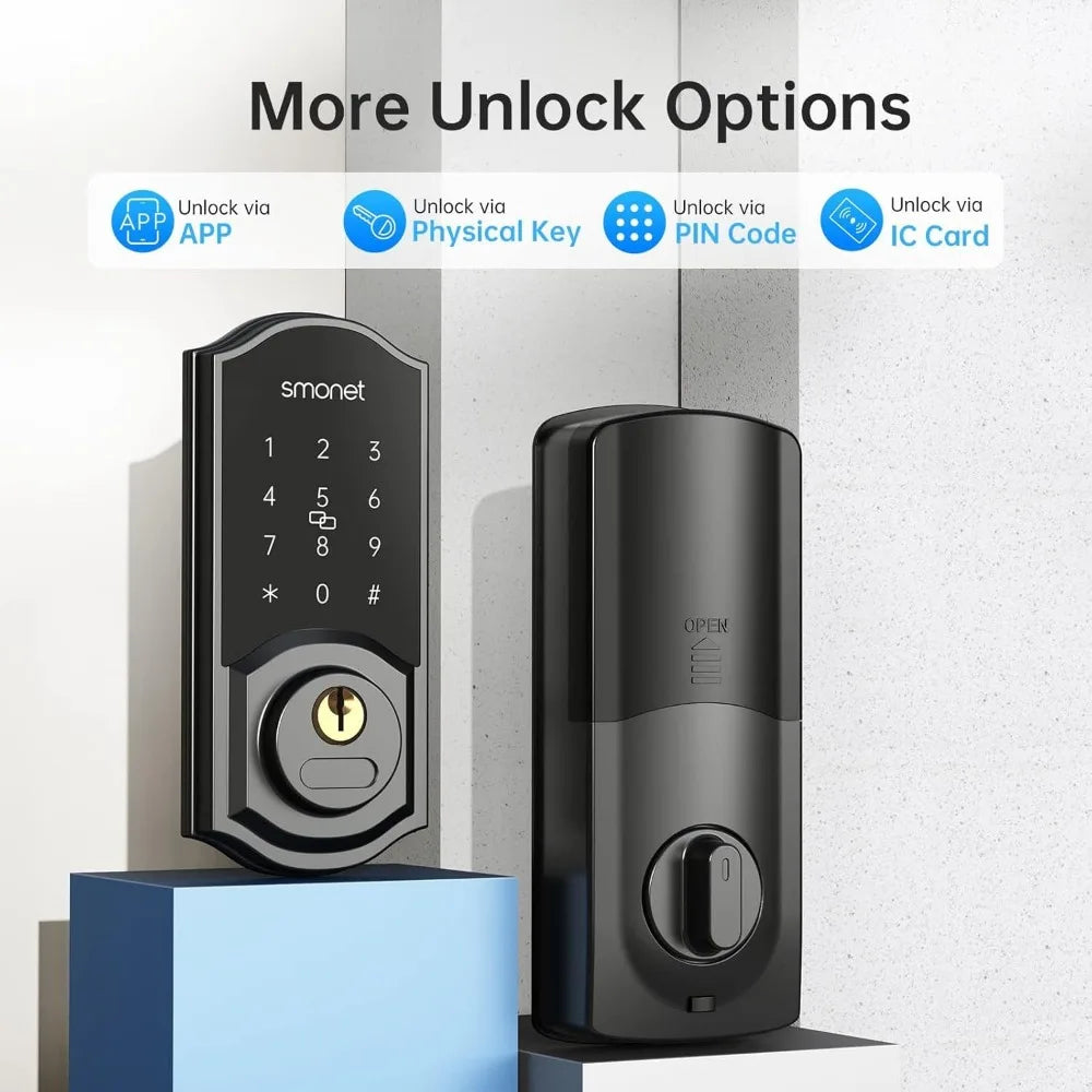 Keyless Entry Door Lock with Handle Set,Smart Locks for Front Door,Auto Lock,Digital Bluetooth Wireless Deadbolt with App,Key Fo