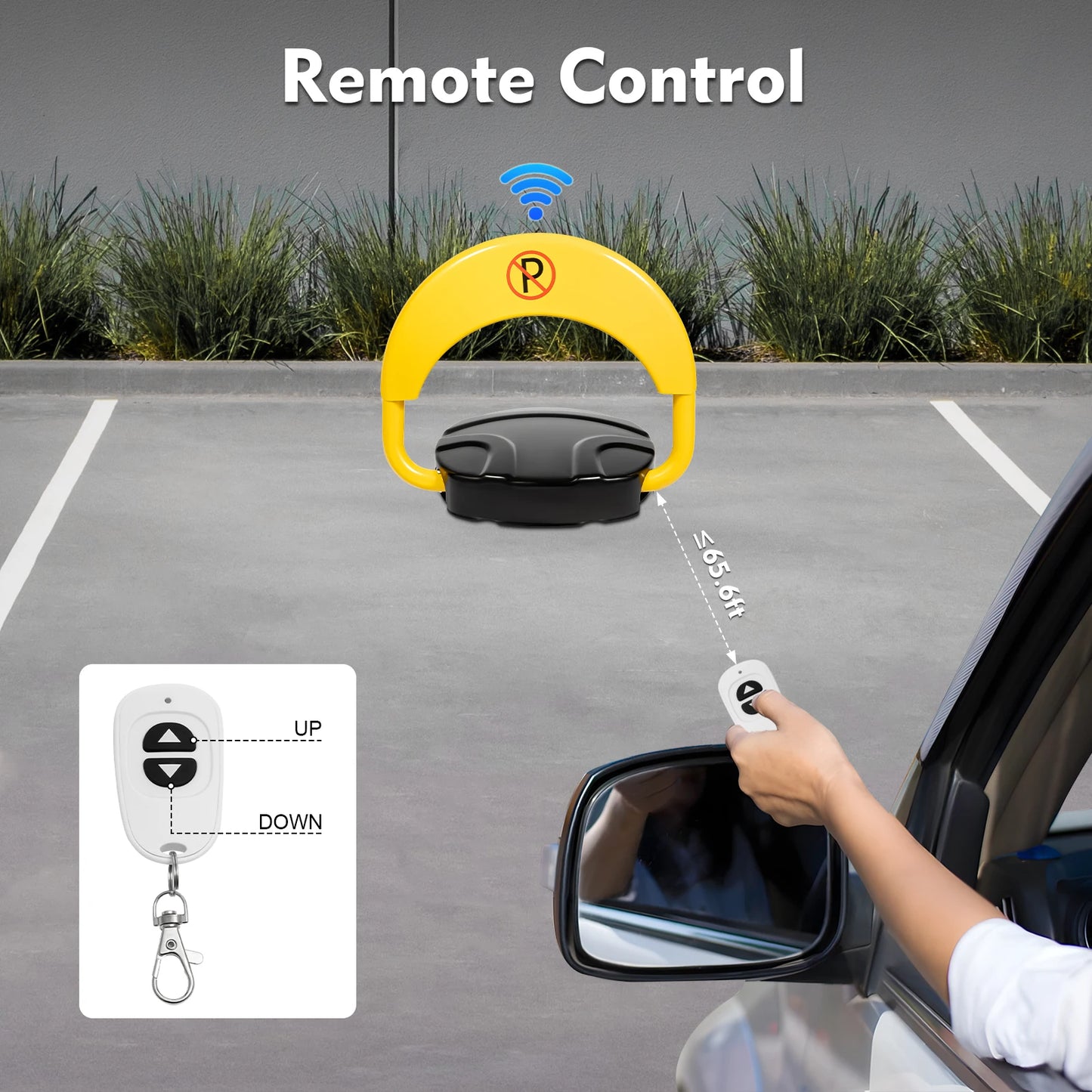 Parking Barrier Parking Post with Remote Controls and Keys 180° Rotating Rocker Lever Maximum Load Capacity 2T Waterproof