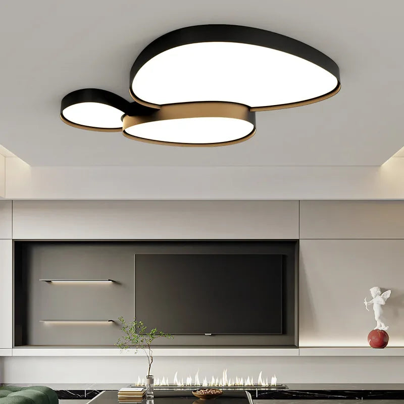 Living Room Lamp Ceiling Lights Bedroom Dining Room Simple Nordic Modern Black White LED Chandelier Home Decor Lusters Fixture