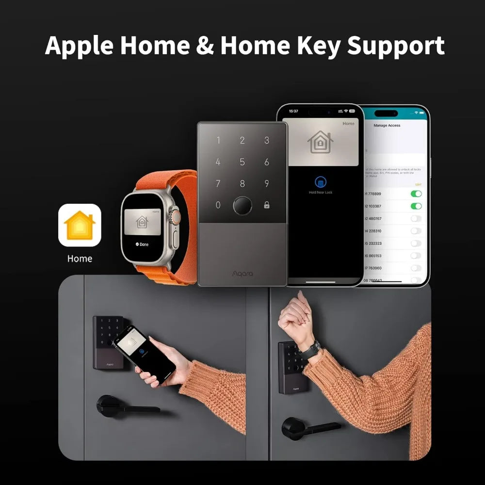 Smart Lock U100, Fingerprint Keyless Entry Door Lock with Apple Home Key, Touchscreen Keypad, Bluetooth Electronic Deadbolt, IP