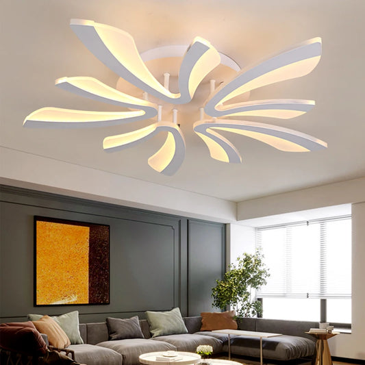 Modern Ceiling Lamp White Led Acrylic Pendant Light Living Dining Room Bedroom Lustre Chandelier Home Decor Fixtures Dimming RC