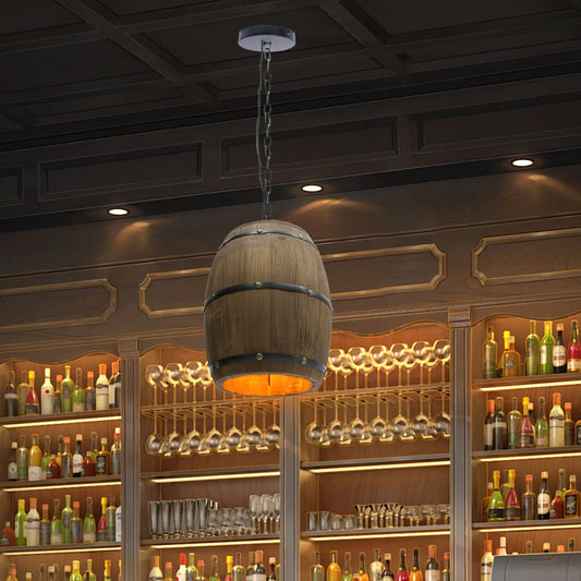 Retro Lamp Fixtures bar Cafe E27 Wood Wine Barrel Hanging Ceiling Lamp For Bedrooms Study Living Room Cafes and Bars