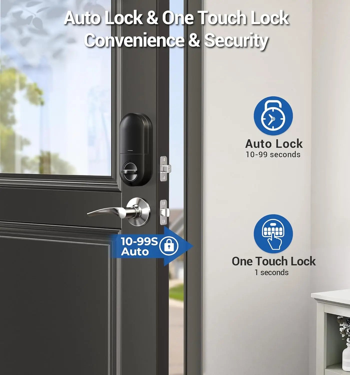 Veise Keyless Entry Door Lock with 2 Lever Handles - Electronic Keypad Deadbolt, Auto Lock, Back Lit & Easy Installation Design