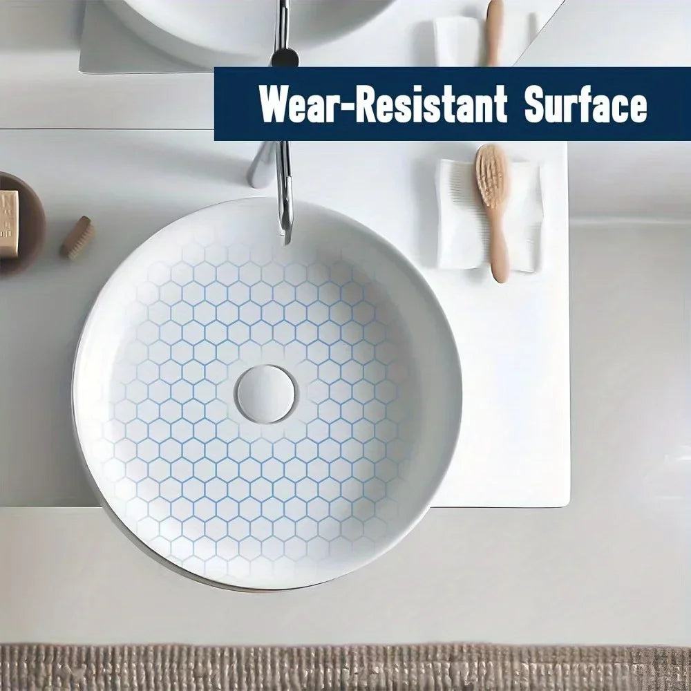 14 inch White Ceramic Bathroom Sink Round Countertop Sink, Bathroom Wash Basin, Dressing Table Sink, Without Faucet