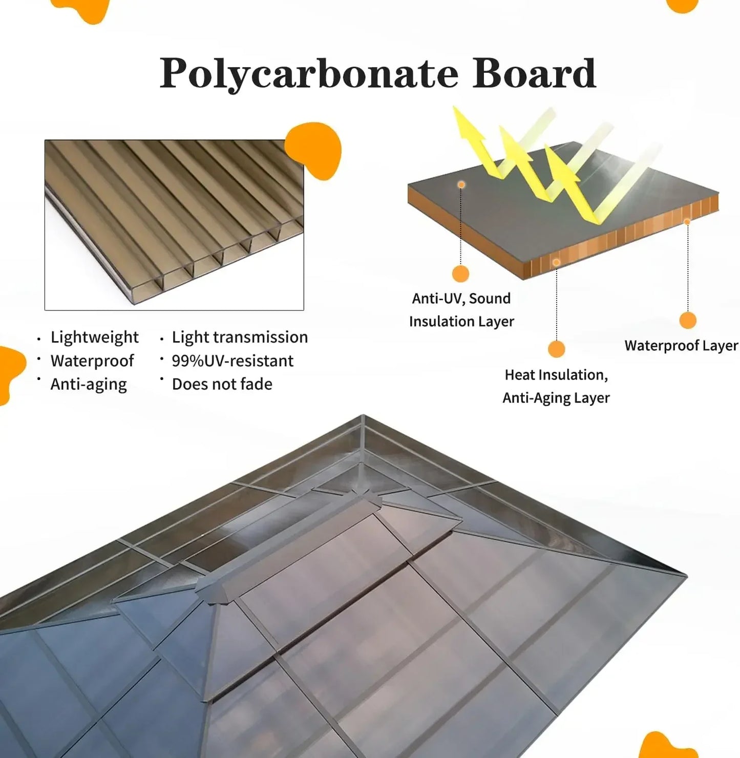 [Hot Sale, Buy Now!]10'x13' Hardtop Gazebo, Outdoor Polycarbonate Double Roof Canopy, Aluminum Frame Permanent Pavilion with Cur