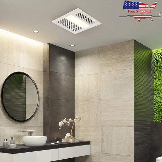 110 CFM 1500W Bathroom Exhaust Fan LED Lighting Quiet Ventilation Galvanized Steel Easy Installation Adjustable Brightness