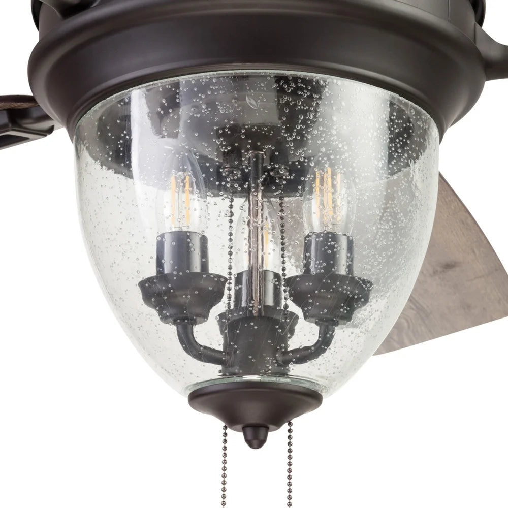 Outdoor Ceiling Fan LED Oil Rubbed Bronze Craftsman Industrial Reversible Blades Quiet Motor Tri-Mount Options Large Room