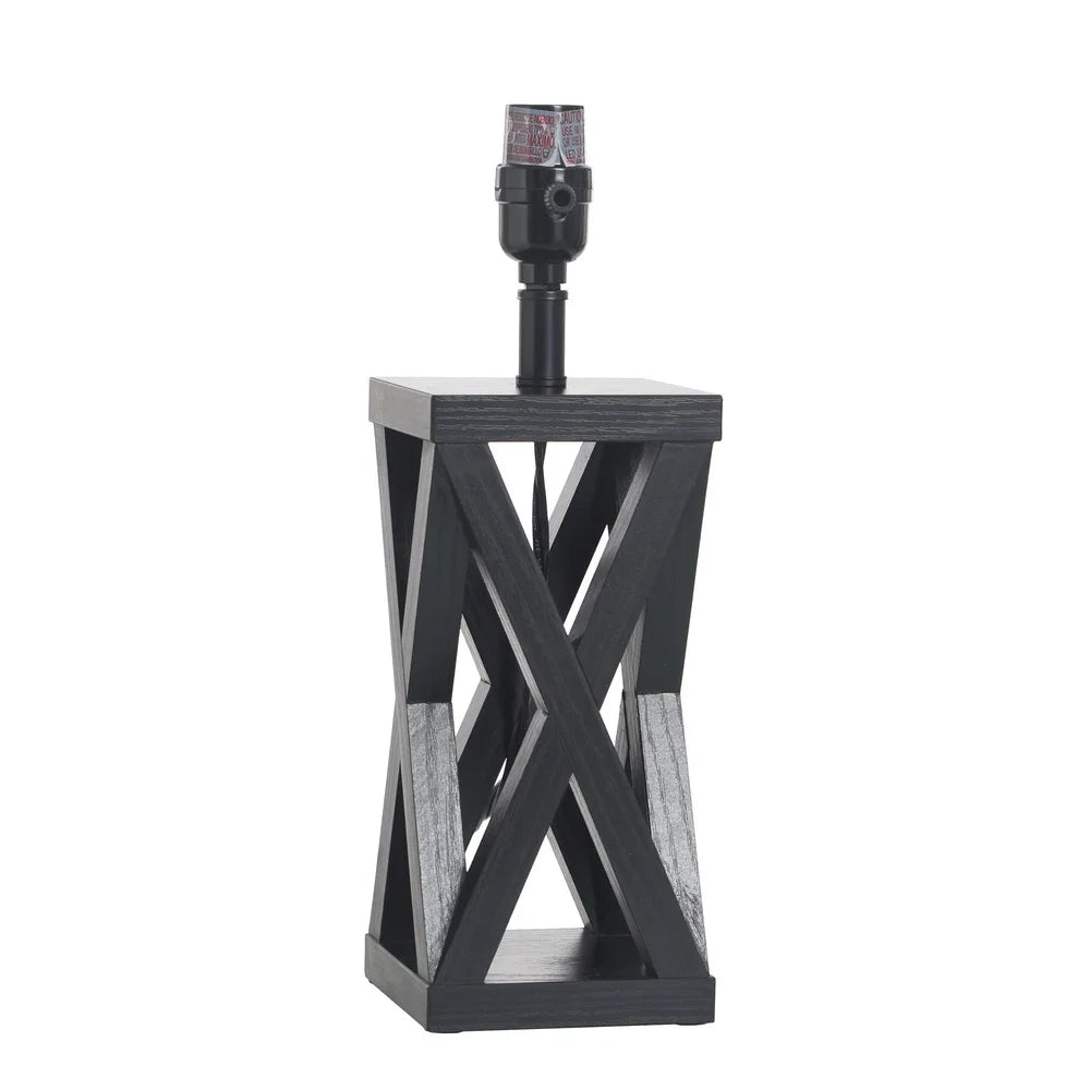 Accent Table Lamp Base Black Wood Construction Rotary Switch Versatile Design Single Socket Home Decor Focal Point Lighting 4.5
