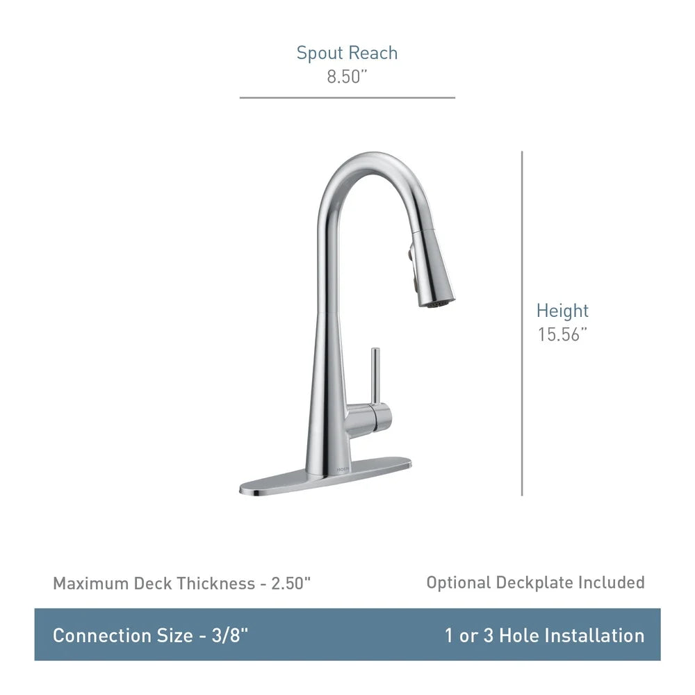 Chrome One-Handle Pulldown Kitchen Faucet High Pressure Power Clean Spray Technology Easy Installation Durable Kitchen Sink