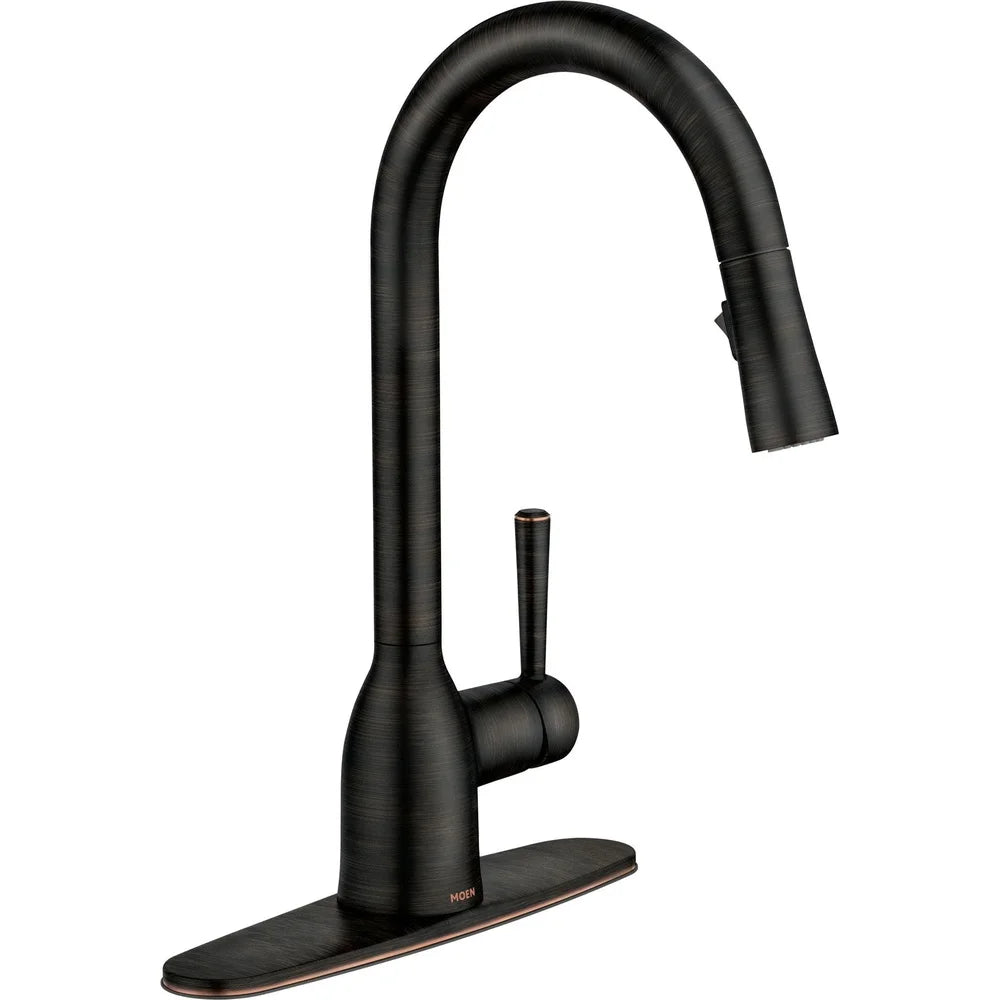 Single Hole Pull Down Kitchen Faucet Zinc Construction 360 Degree Swivel Spout 2 Spray Functions Easy Installation ADA Compliant