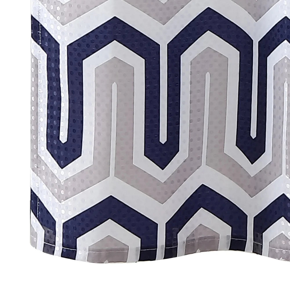 Eye-catching Navy Geometric Polyester Shower Curtain 70x72 Machine Washable Durable Soft Fabric Perfect Bathrooms Guests Kids