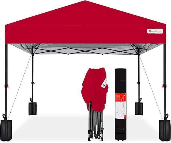12x12ft 1-Person Setup Pop Up Canopy Tent Instant Portable Shelter w/ 1-Button Push, Case, 4 Weight Bags - Navy Blue