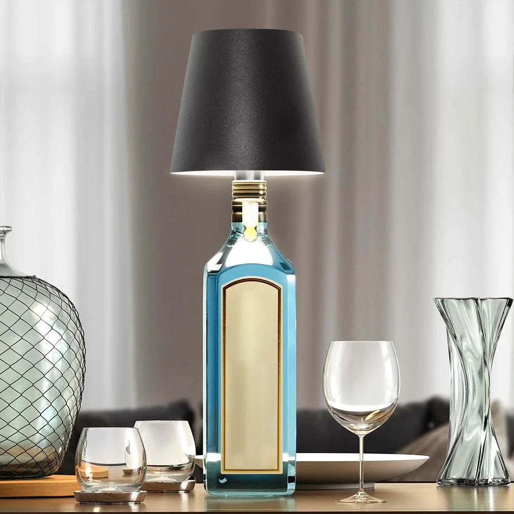 LED Table Lamp Rechargeable RGB Light Modes/3 Color Pridola Bottle Lamp 2000mAh LED Wine Bottle Lamp for Family Restaurant & Bar