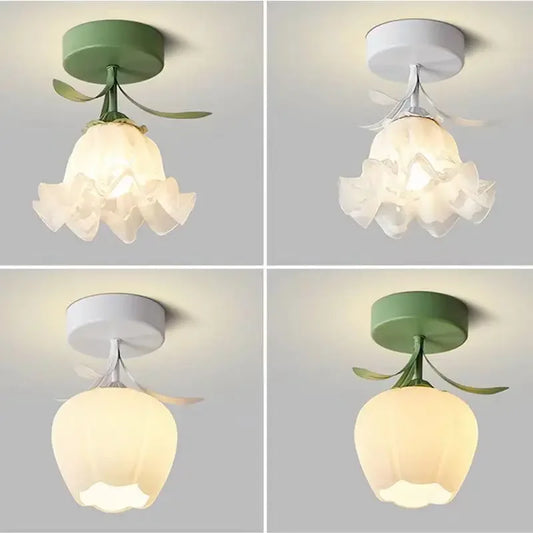 French Style Minimalist Modern Flower Ceiling Light Balcony Foyer Dressing Room Balcony Indoor Decoration