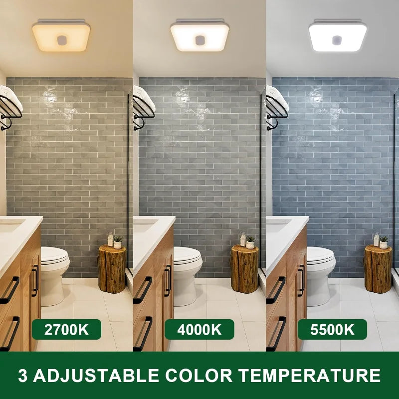 Akicon Bathroom Exhaust Fan with Light, 15W Dimmable 3CCT LED Light with 5W Night Light Bathroom Fans for Ceiling, 90 CFM