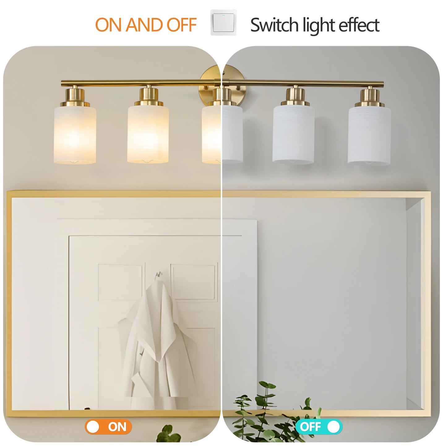31" Modern 5-Light Vanity Bathroom Mirror Light, Frosted White Glass with Iron Frame, Contemporary Wall Sconce