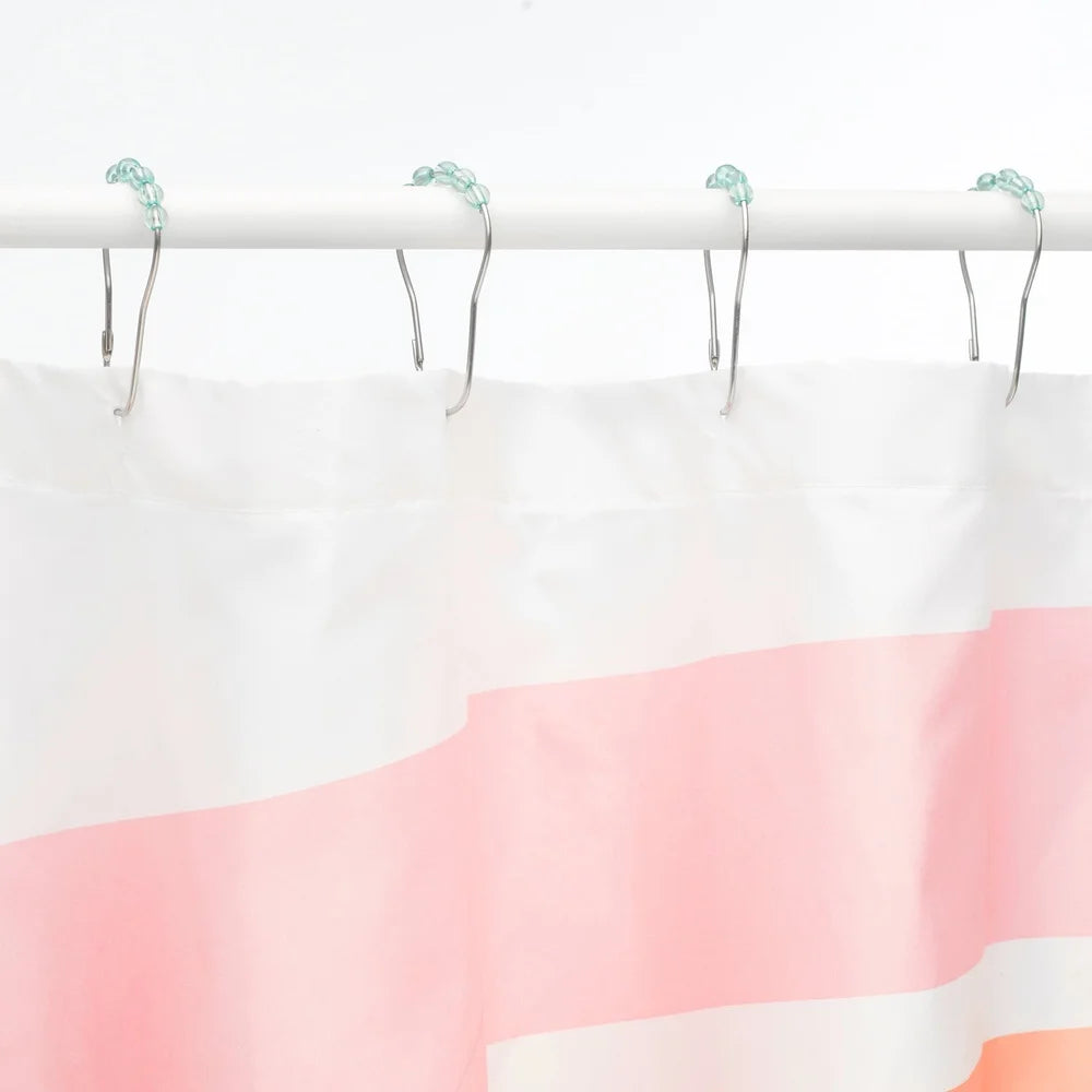 Kids Rainbow Shower Curtain with Hooks Waterproof Polyester 12 Buttonhole Design Fun Bath Time Accessory Standard Size