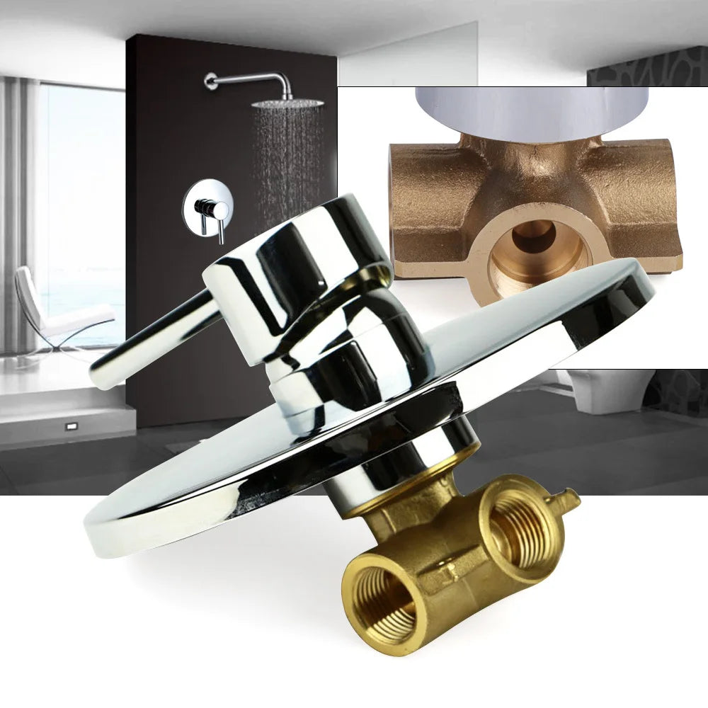 Hot & Cold Mixer Faucet Shower Tap Control Valve Single Handle Brass Bathroom Wall Mount Control Mixing Valve