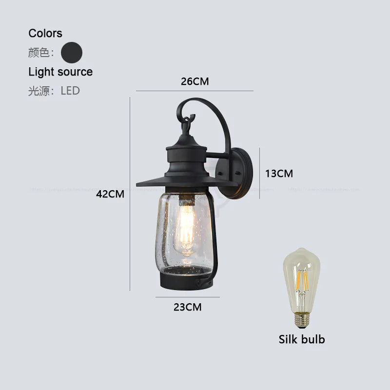 Aluminum horse lamp outdoor wall lamp waterproof and rust proof courtyard lamp balcony retro villa garage garden wall lamp