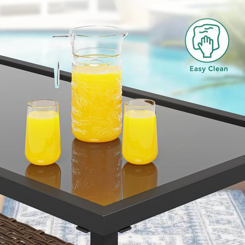 4 pieces patio furniture set outdoor wicker patio conversation set with metal table and soft cushions all-weather rattan bistro