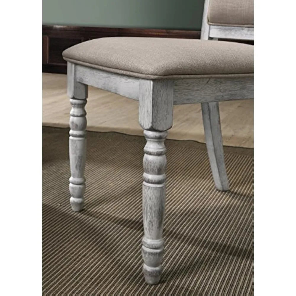 5-Piece Wood Dining Romm Table Set for 4 ,Industrial Rustic Farmhouse Round Dining Table for 6 and 4 High Back Upholstered Chair