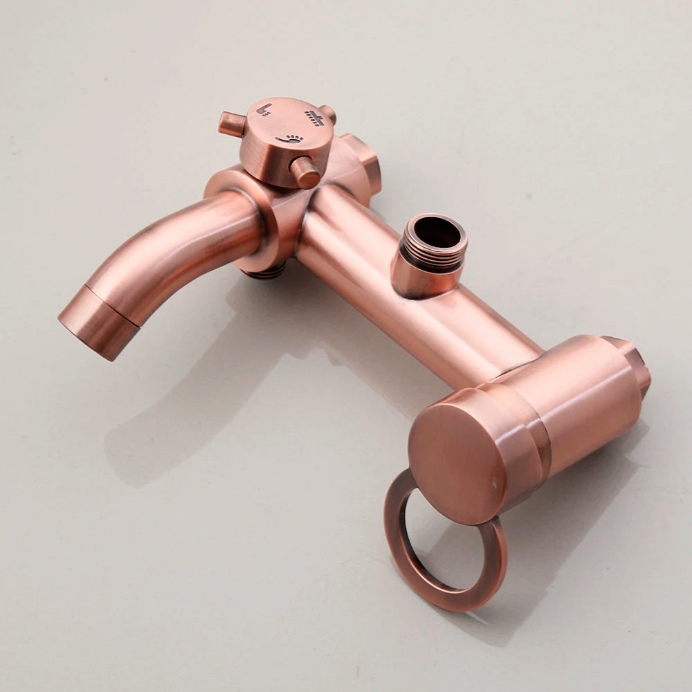 Monite Pink Rose Gold-plated Bathroom Shower Set Rain Shower Head Bath Shower Mixer with Hand Shower Faucet Bath Rainfall