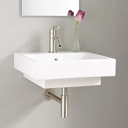 424917 Stoddert 20" Vitreous China Wall Mounted Bathroom Sink with Single Faucet Hole and Overflow - White