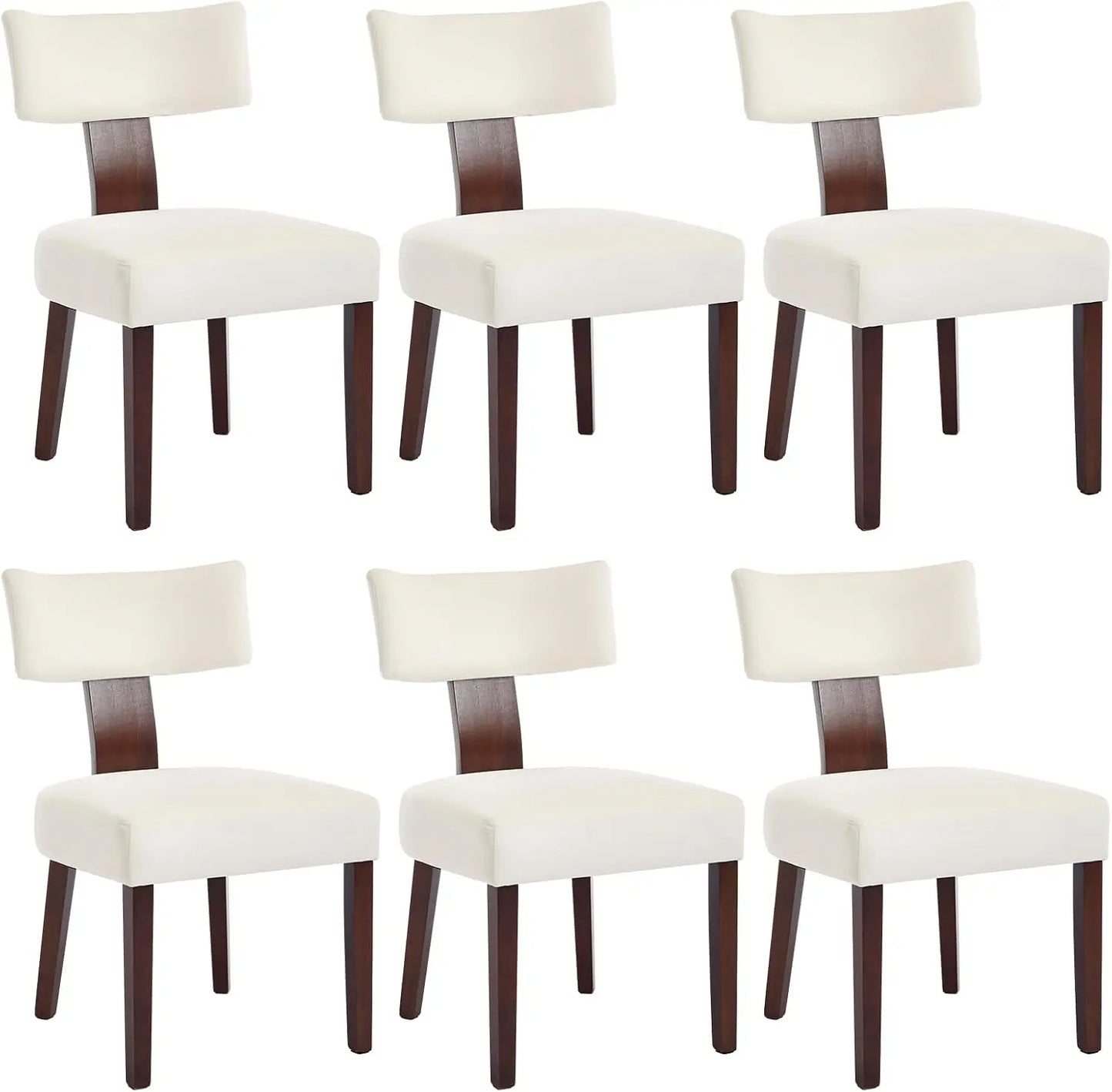 Modern Dining Chairs Set of 6, Farmhouse Linen Fabric Dining Room Chairs Modern Wood Chair for Living Room, Grey
